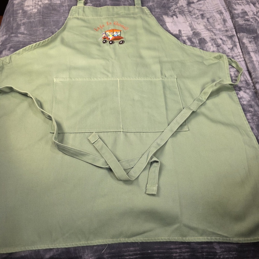 Apron Full Green Handmade Embroidery Golf Buddy‎ Golfers Chef Kitchen Accessory